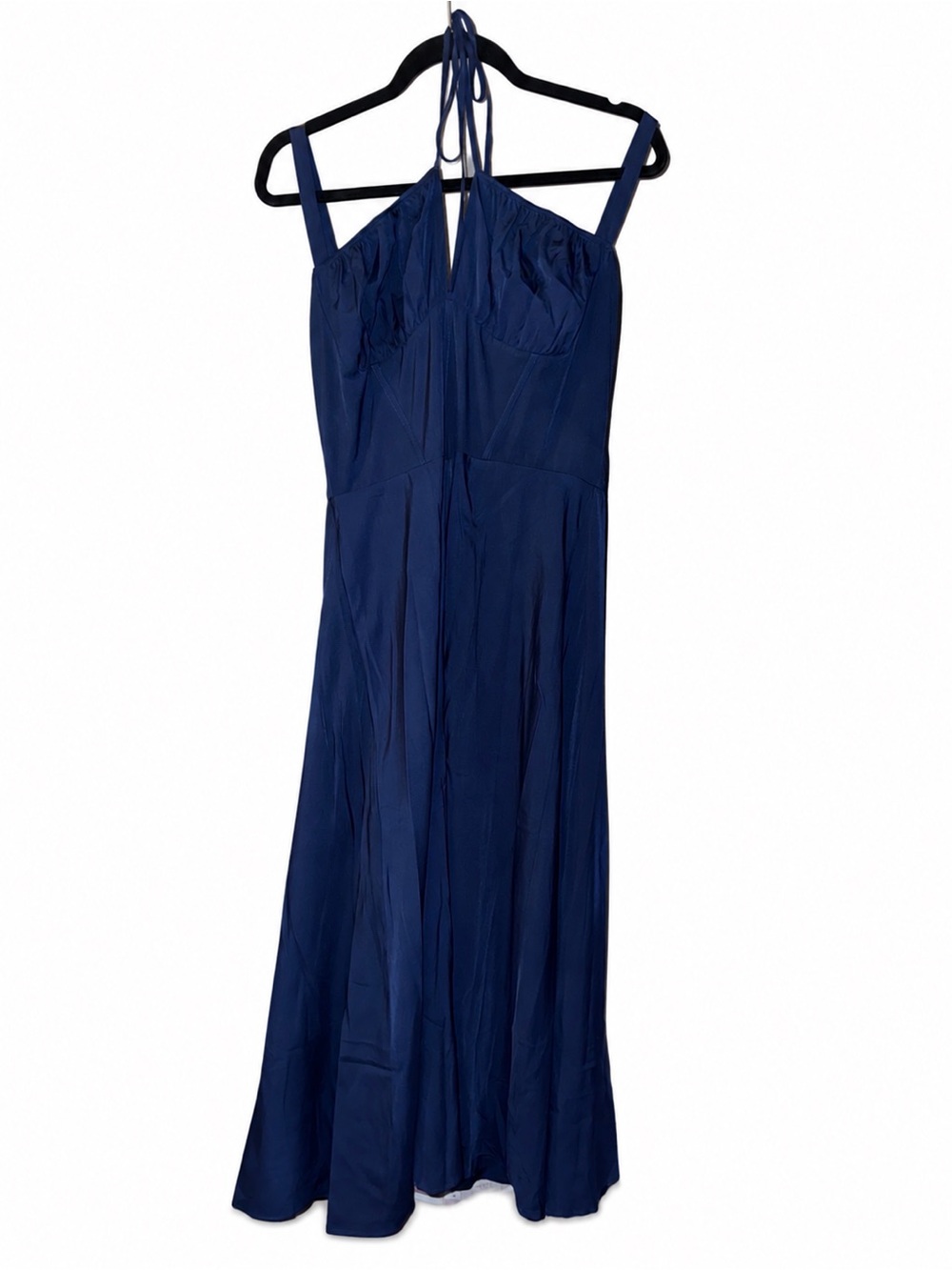 Elegant Navy Halter Maxi Dress - Classic Women's Evening Dress 2XL